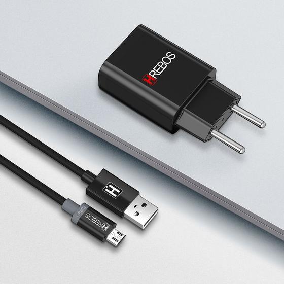 Carregador Turbo Power HRebos HS-50 1 USB 6.0A QC4.0 com cabo de Micro USB V8 Menor preço em Carregador Turbo Power HRebos HS-50 1 USB 6.0A QC4.0 com cabo de Micro USB V8