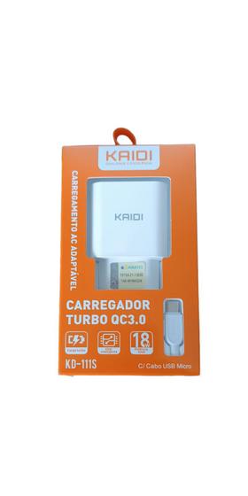 Carregador Turbo Qc3.0 Kaidi KD-111S Usb Micro 18 Potência Menor preço em Carregador Turbo Qc3.0 Kaidi KD-111S Usb Micro 18 Potência