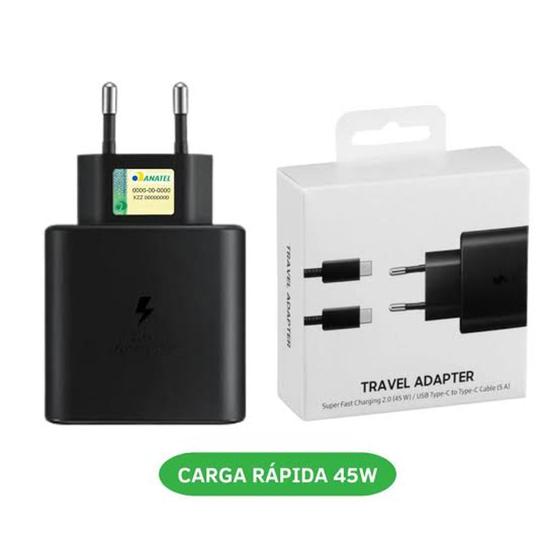 Carregador Turbo Tipo C Samsung 45w Original Menor preço em Carregador Turbo Tipo C Samsung 45w Original