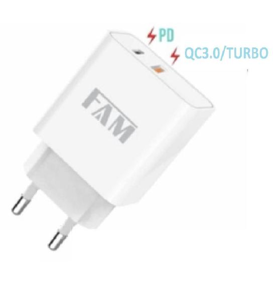 Carregador Turbo Tomada Para Celular 1 Usb-A + 1 Usb-C 20W Menor preço em Carregador Turbo Tomada Para Celular 1 Usb-A + 1 Usb-C 20W
