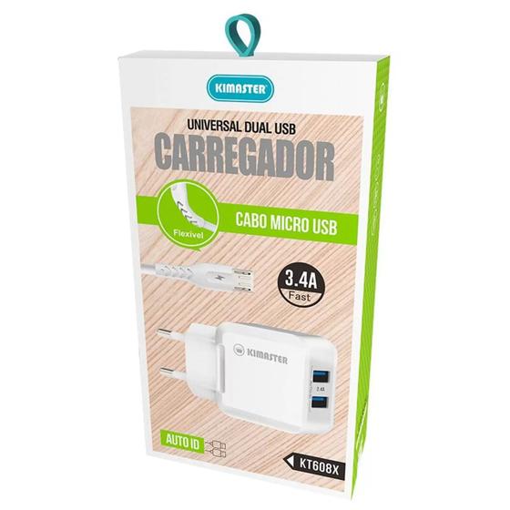 Imagem de Carregador Turbo Universal + Cabo Micro Usb 3.4a KIMASTER