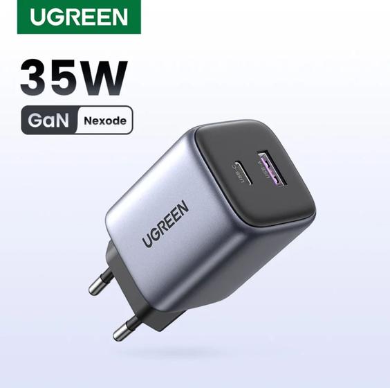 Imagem de Carregador UGREEN Nexode 35W GaN PD Fast USB-C e USB-A 22,5W compatível c/ 30W 25W 20W 18W