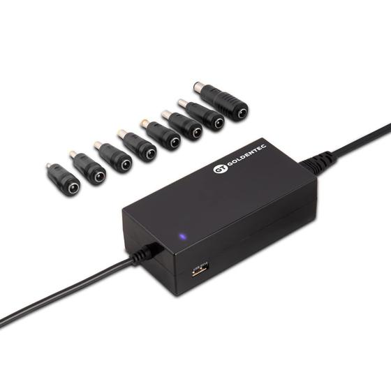 Imagem de Carregador Universal para Notebook Bivolt 90W com 08 conectores  GT - Goldentec Acessórios