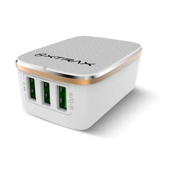 Imagem de Carregador Universal Triplo Xtrax 3.4A 3Usb Branco Homologação: 79902113999