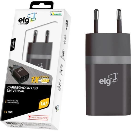 Imagem de Carregador USB 1A WC1APT 1 Saida Preto Bivolt ELG