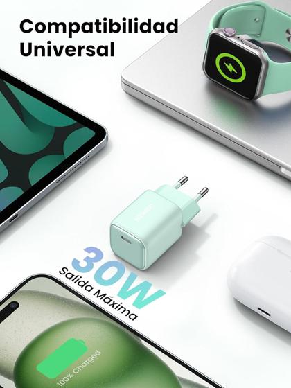 Imagem de Carregador USB C rápido UGREEN Nexode 30W GaN PD3.0 PPS QC4+ SCP FCP AFC Suporta 25W 20W (Verde)