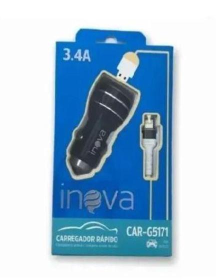 Imagem de Carregador Veicular 2 USB com Cabo Type C - 3.4A - Inova/Basike