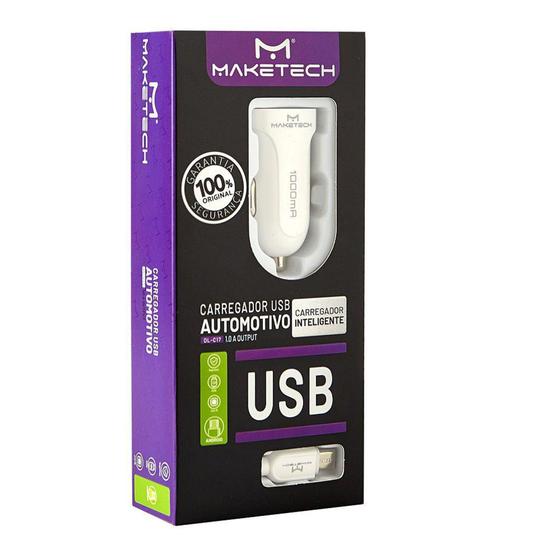 Imagem de Carregador Veicular Android Branco Com Cabo 1621860 Maketech 32811