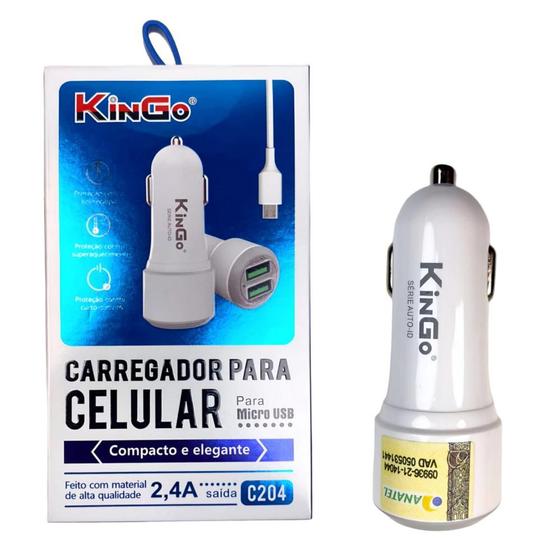 Imagem de Carregador Veicular Kingo Micro USB V8 Com Duas Entradas USB