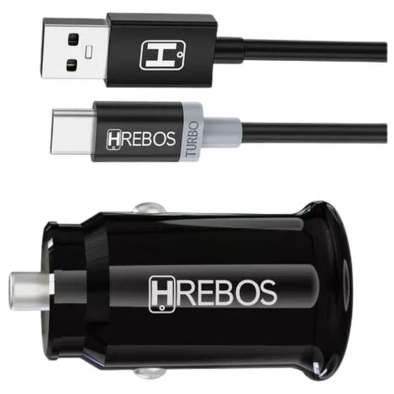 Imagem de Carregador Veicular Turbo + Cabo Usb Tipo-C Super Rapido