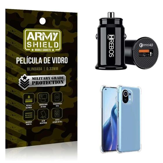 Imagem de Carregador Veicular Turbo Com Capa Mi 11 Lite E Película 3D