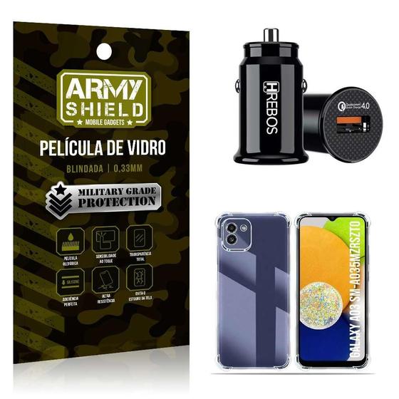 Imagem de Carregador Veicular Turbo Com Capa Samsung A03 E Película 3D