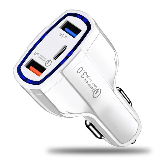 Imagem de Carregador Veicular Turbo Ultra Rápido 4A 2 USB USB-C Branco