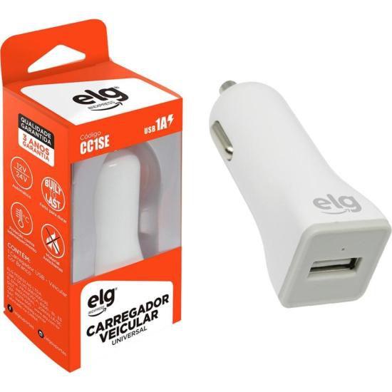 Imagem de Carregador Veicular Universal USB 1A CC1SE Branco ELG