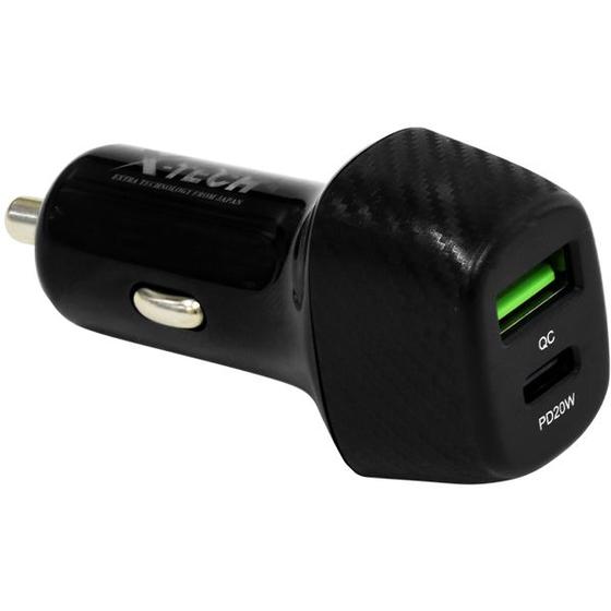 Imagem de Carregador Veicular X-Tech XT-C44 USB/USB-C - Preto