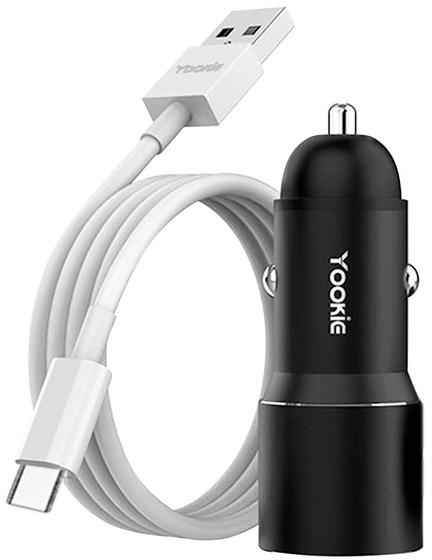 Imagem de Carregador Veicular Yookie PC4 Dual 18W USB-C - Preto