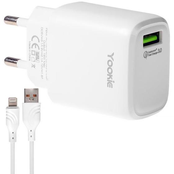 Imagem de Carregador Yookie EI2Y USB de 18 Watts + Cabo Lightning