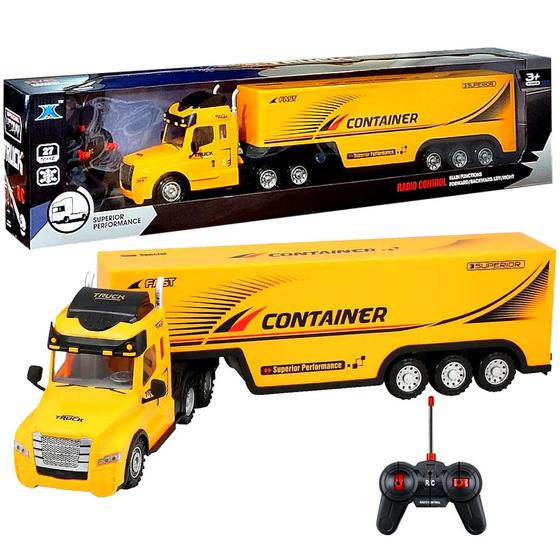Imagem de Carreta Container Controle Remoto Caminhão c/ Farol Seta Som