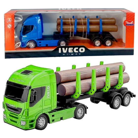 Imagem de Carreta de Brinquedo Iveco com Carga de Toras Realista Iveco