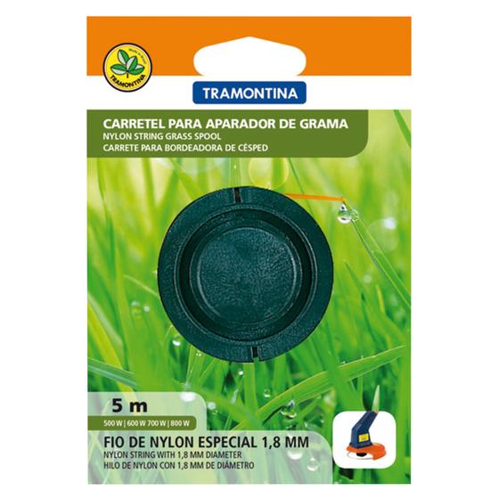 Imagem de Carretel 1 fio de nylon 1,8 mm Tramontina para aparador de grama com 5 m de comprimento