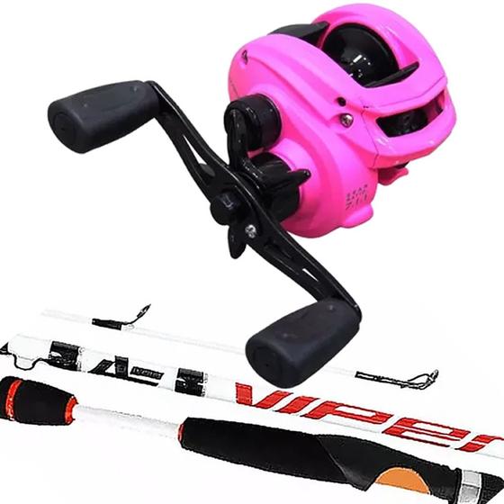 Imagem de Carretilha de Pesca Maruri Kit Feminino Vara 1,90mt Viper