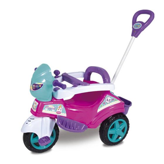 Imagem de Carrinho 2 em 1 Passeio ou Pesal Triciclo Infantil Baby City Menina Maral