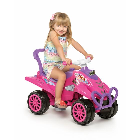 Imagem de Carrinho a pedal de Passeio Infantil Menina Bebe Criança quadriciclo rosa - com Pedal com Empurrador Calesita