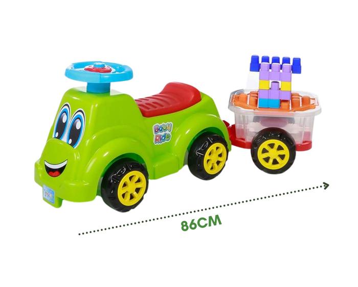Imagem de Carrinho andador infantil c/ trailer e blocos de montar baby ride - maral