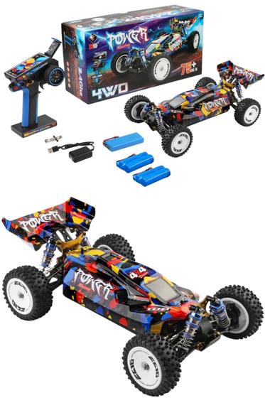 Imagem de Carrinho Automodelo Motor Brushless 75kmh Wltoys 124007 e 2 baterias extras