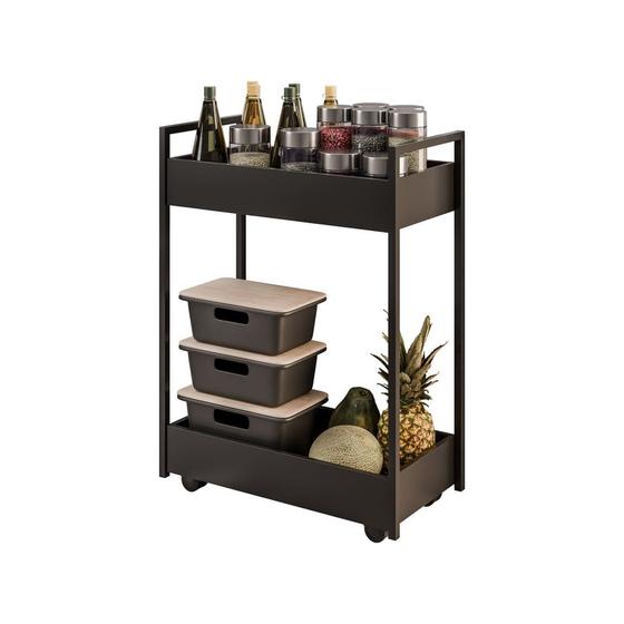 Imagem de Carrinho Bar Preto Base Industrial Preto - Belliv Decor