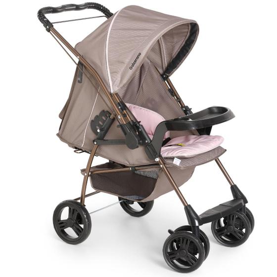 Carrinho de Bebe Galzerano Milano Reversível Ii Cappuccino e Rosa Carrinho de Bebe Galzerano Milano Reversível Ii Cappuccino e Rosa