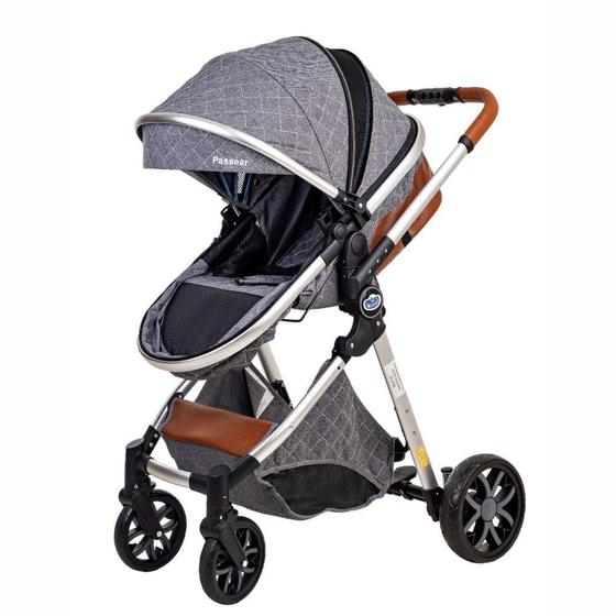 Carrinho de Bebe Passear Baby Ares Cinza