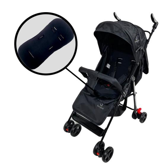 Imagem de Carrinho Bebê Passeio Menina Menino Estilo Guarda Chuva Compacto Dobrável Bamboo Preto