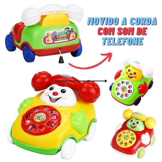 Imagem de Carrinho Brinquedo Movido Á Corda Com Som De Telefone Bebê