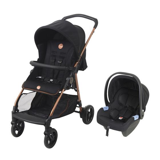 Carrinho de Bebe Burigotto Bebê Conforto Lui Preto e Cobre