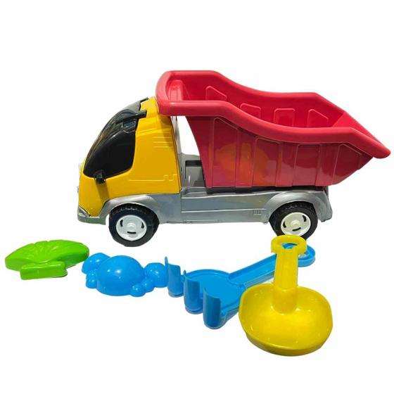 Imagem de Carrinho Caçamba Master Monte Líbano - Brinquedo Para Praia Areia Com Pazinha Rastelo e Forminhas