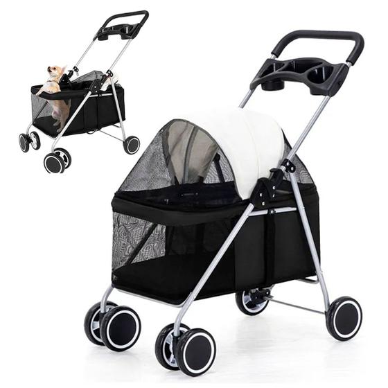Imagem de Carrinho Cachorro Cao Gato Pet Passeio Ar Livre Animal de Estimaçao Transporte Dobravel Caminhada Lazer Shopping Restaurante Seguro Confortavel