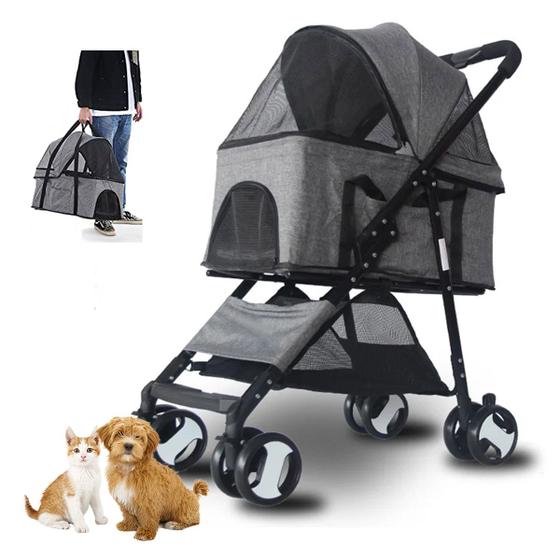 Imagem de Carrinho Cachorro Gato Cao Pet Passeio Berço Moises Removivel Animal de Estimaçao Shopping Campo Praia Lazer Ar Livre Transporte Confortavel Seguro