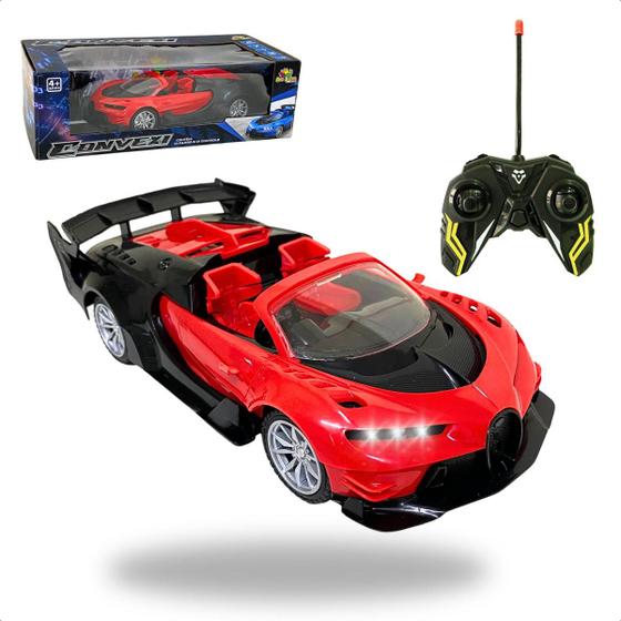 Imagem de Carrinho Carro Controle Remoto De Brinquedo Para Meninos Corrida Esportivo Ferrari Vermelha Bugatti Azul Verde Divertido