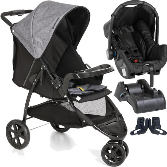 Carrinho de Bebe Galzerano Bebê Conforto Cross Preto e Cinza Carrinho de Bebe Galzerano Bebê Conforto Cross Preto e Cinza