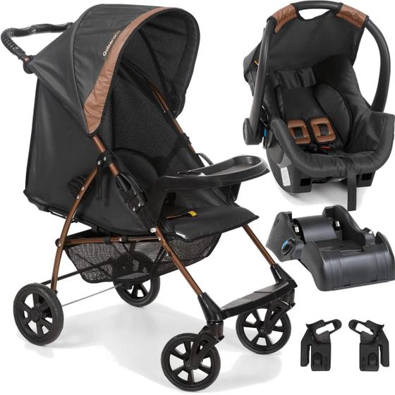 Imagem de Carrinho com Bebe Conforto Base Galzerano Romano Preto Cobre