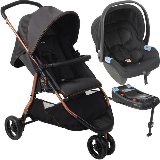 Carrinho de Bebe Burigotto Bebê Conforto Cr3 Preto e Cobre Carrinho de Bebe Burigotto Bebê Conforto Cr3 Preto e Cobre