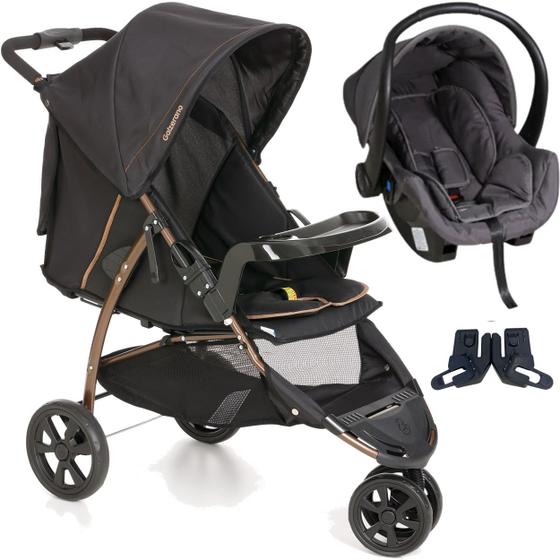 Imagem de Carrinho com Bebe Conforto Galzerano Cross Trail Preto Cobre