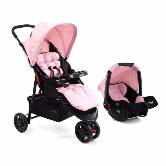 Imagem de Carrinho com Bebê Conforto Travel System Delta Duo Pro Voyage Rosa Mescla