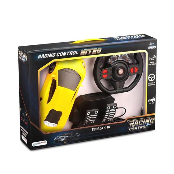 Imagem de Carrinho com Volante e Pedal Racing Control Nitro Amarelo Multikids - BR1145