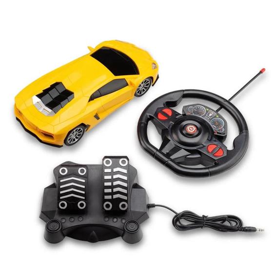 Imagem de Carrinho com Volante e Pedal Racing Control Nitro Amarelo Multikids - BR1145