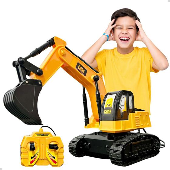 Imagem de Carrinho Controle Com Fio Trator Escavadeira Move Pá Anda