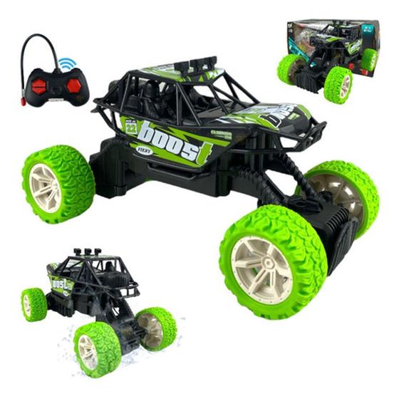 Imagem de Carrinho Controle Remoto Brinquedo Jeep Pickup Rally Trilhha Off-Road Verde e Azul