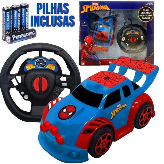 Imagem de Carrinho Controle Remoto Volante Homem Aranha Smart Driver Carro De Brinquedo Infantil Spider-man