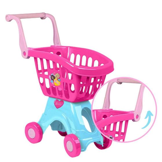 Imagem de Carrinho da Barbie P/ Fazer Suas Comprinhas Rosa - Cotiplás